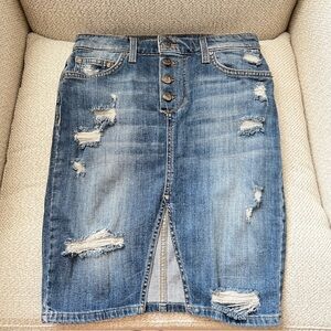 Joe's Jeans Blue Knee-Length Pencil Skirt with Slit